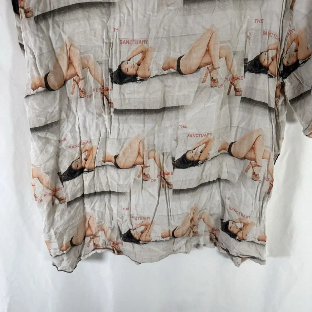 Playboy X Pacsun Shirt Men's Large Button Up Short Sleeve The Sanctuary Camp